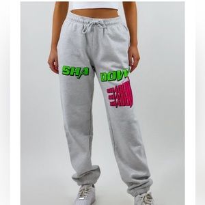 Shadow Hill Sweatpants Blue and Green Lettering